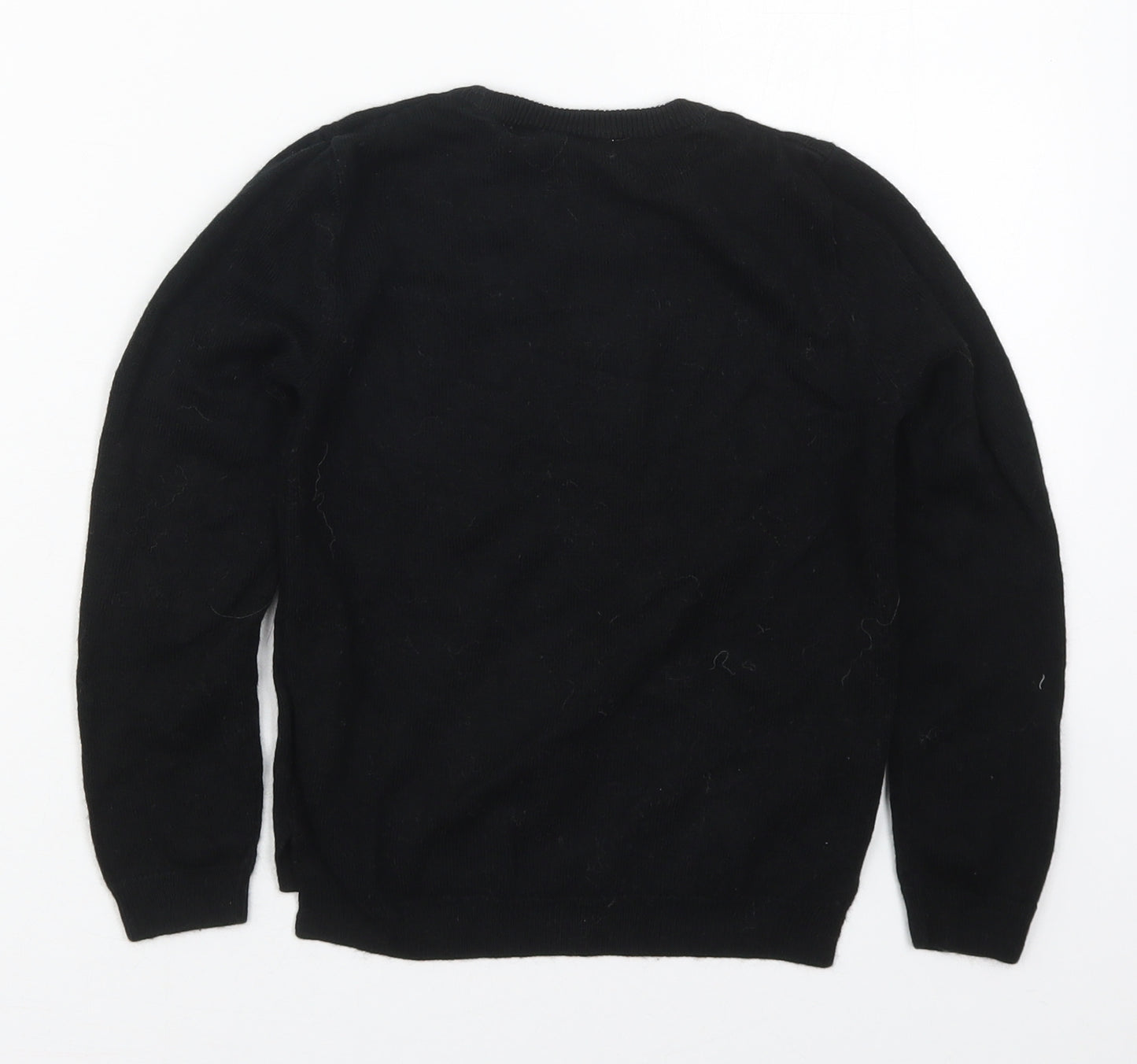 Pepperts Girls Black Crew Neck  Acrylic Pullover Jumper Size 6-7 Years  Pullover - Rudolph