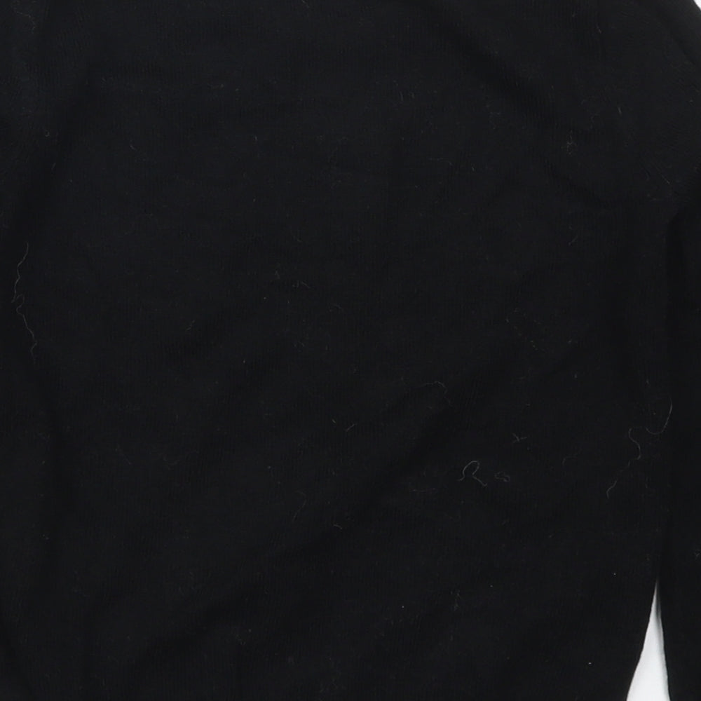 Pepperts Girls Black Crew Neck  Acrylic Pullover Jumper Size 6-7 Years  Pullover - Rudolph