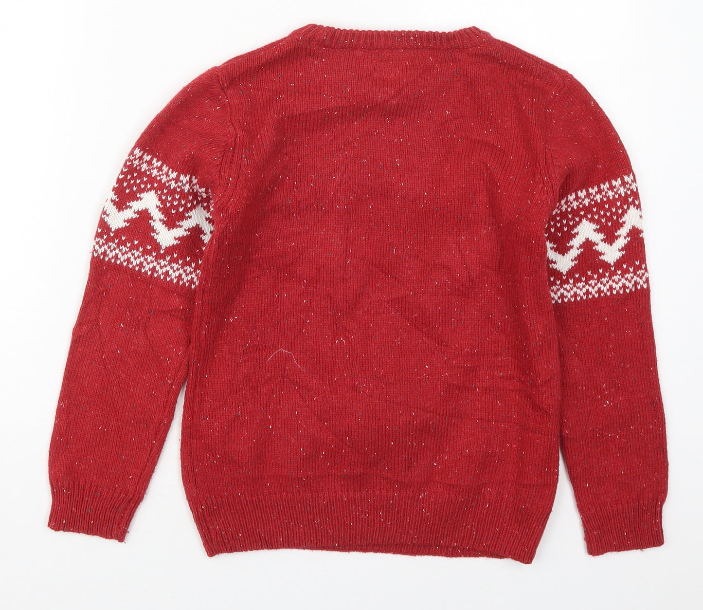 NEXT Boys Red Crew Neck  Acrylic Pullover Jumper Size 8 Years  Pullover - Rudolph