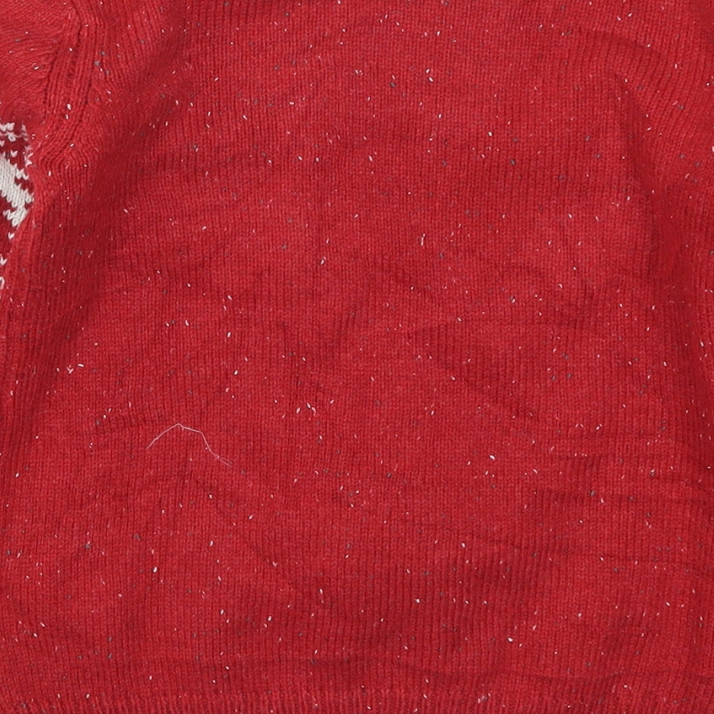 NEXT Boys Red Crew Neck  Acrylic Pullover Jumper Size 8 Years  Pullover - Rudolph