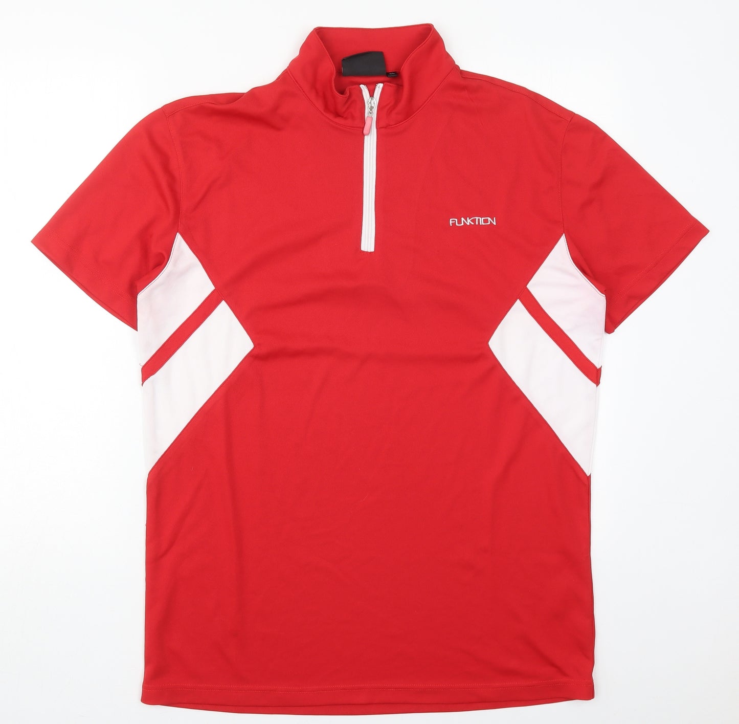 Funktion Mens Red  Polyester  Polo Size XL High Neck Zip