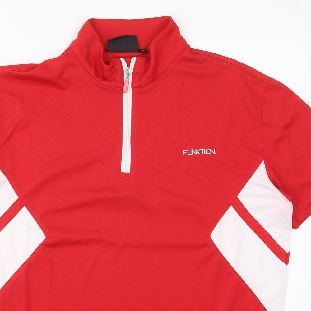 Funktion Mens Red  Polyester  Polo Size XL High Neck Zip