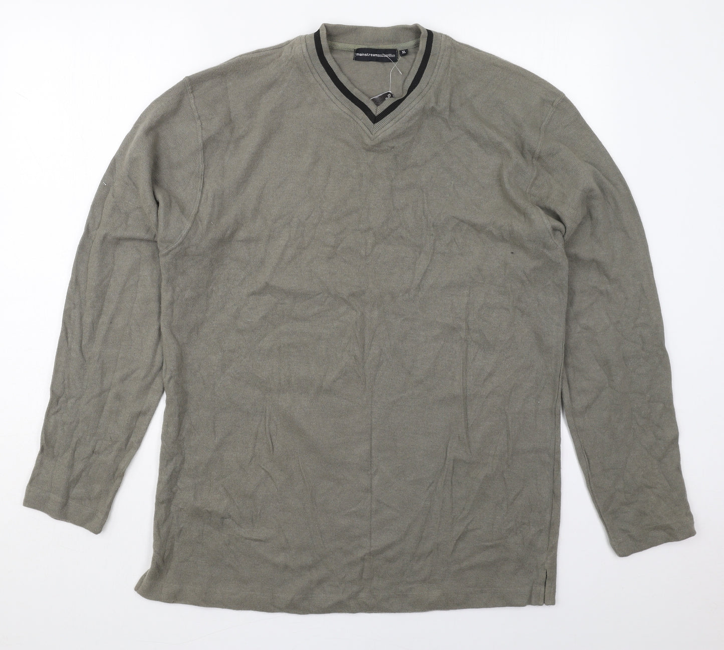 Mainstream collection Mens Grey  Cotton Pullover Sweatshirt Size XL