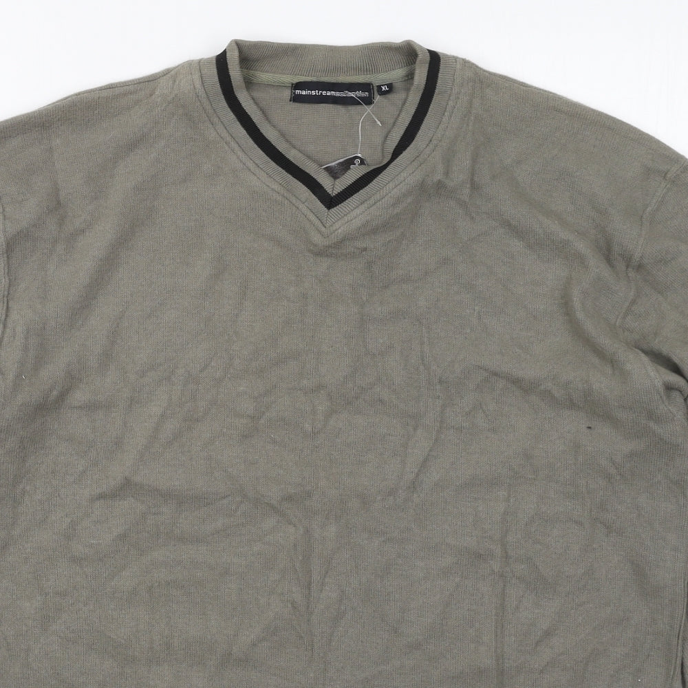 Mainstream collection Mens Grey  Cotton Pullover Sweatshirt Size XL