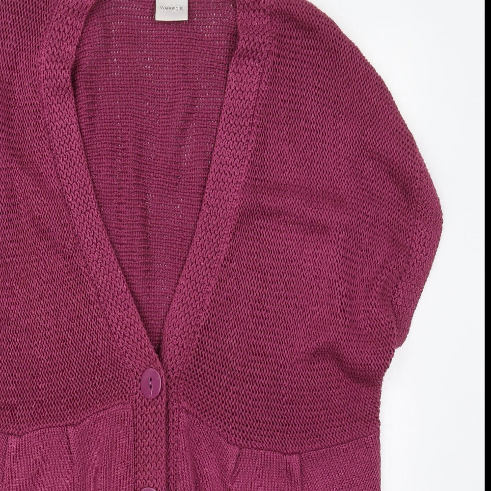 Wardrobe Womens Pink V-Neck  Acrylic Cardigan Jumper Size 20