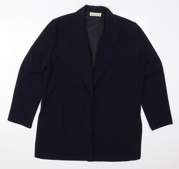 Spice Womens Blue  Polyester Jacket Blazer Size 12