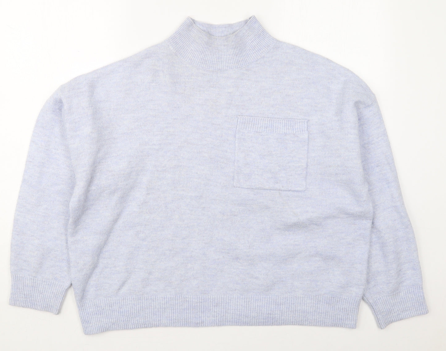 F&F Womens Blue Mock Neck  Polyester Pullover Jumper Size 14