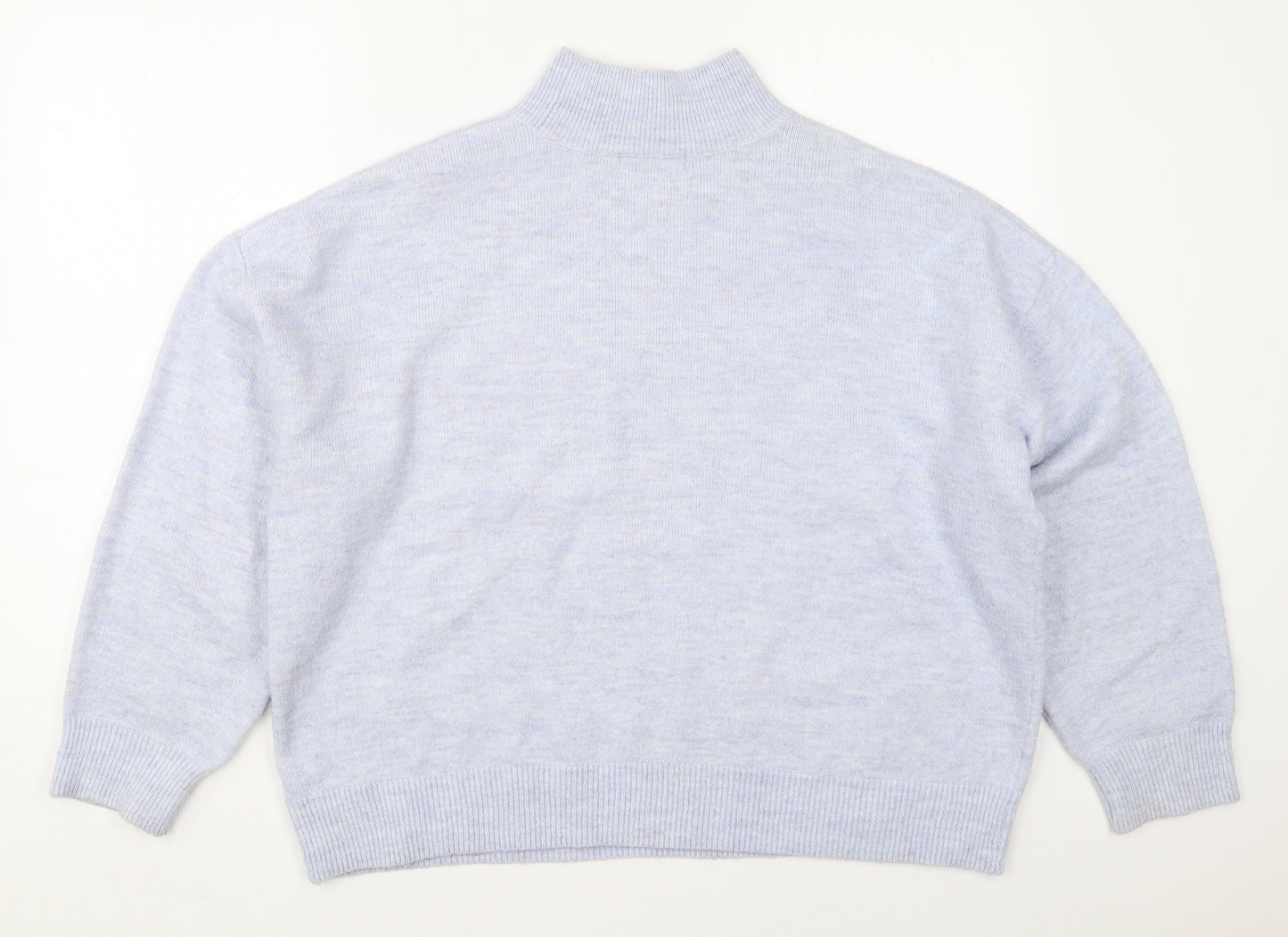F&F Womens Blue Mock Neck  Polyester Pullover Jumper Size 14