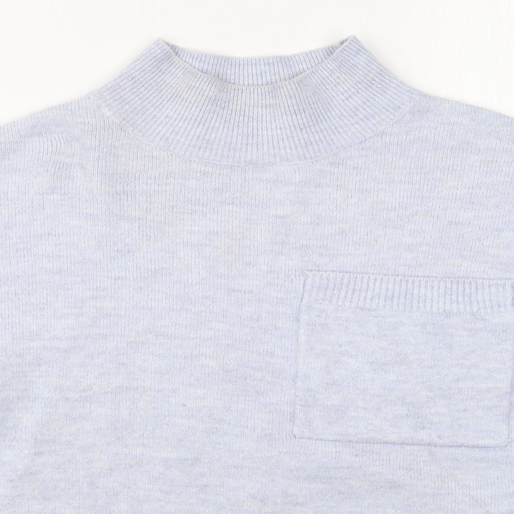 F&F Womens Blue Mock Neck  Polyester Pullover Jumper Size 14