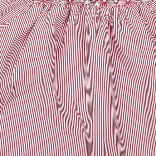 Mata Womens Red Striped Polyester Basic Blouse Size S Off the Shoulder