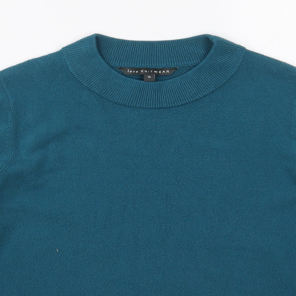 Bonmarché Womens Black Crew Neck  Acrylic Pullover Jumper Size 16