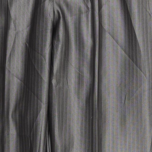Milan Collection Mens Grey Striped Polyester Trousers  Size 37 L30 in Regular Button
