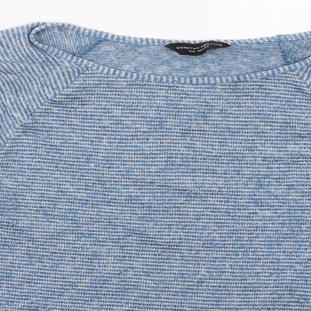 Dorothy Perkins Womens Blue Boat Neck Striped Polyester Pullover Jumper Size 12