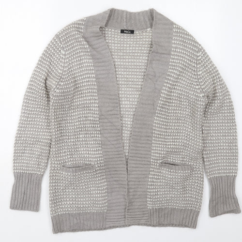M&Co Womens Grey V-Neck  Acrylic Cardigan Jumper Size L