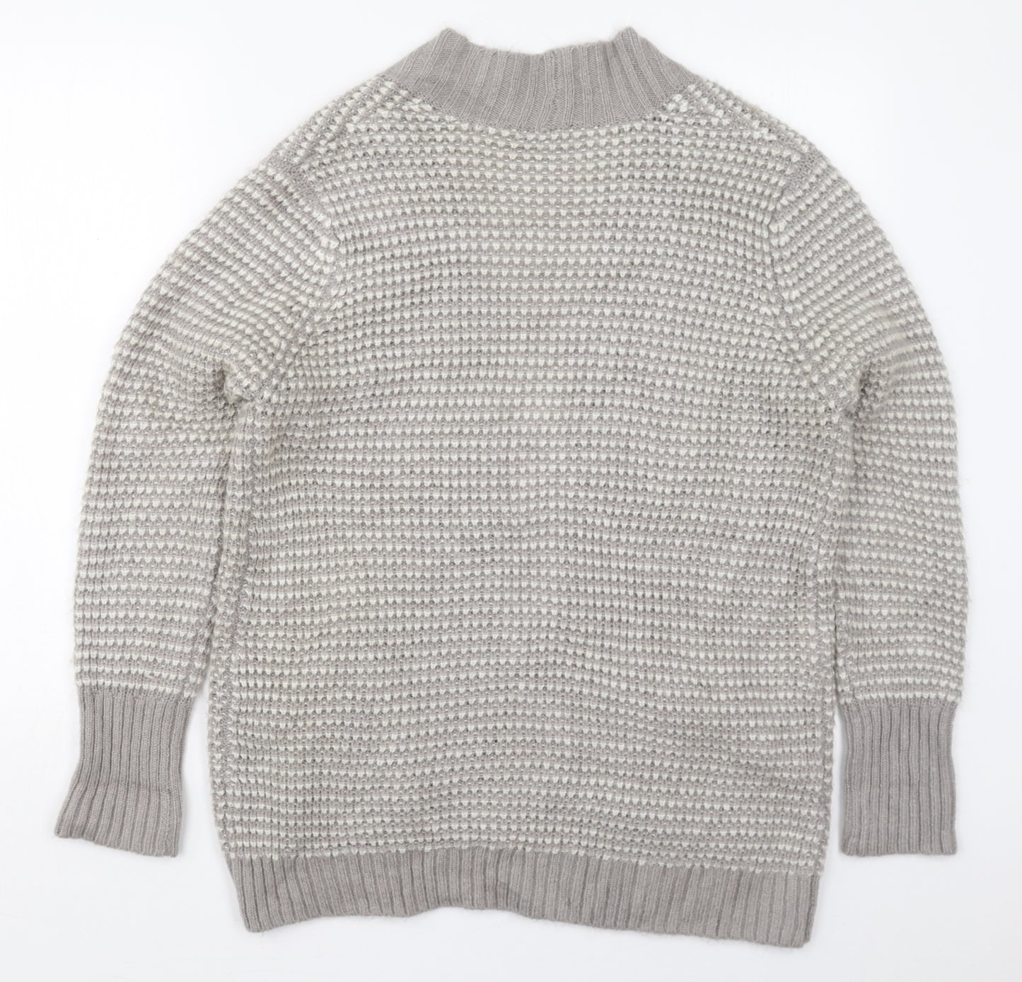 M&Co Womens Grey V-Neck  Acrylic Cardigan Jumper Size L