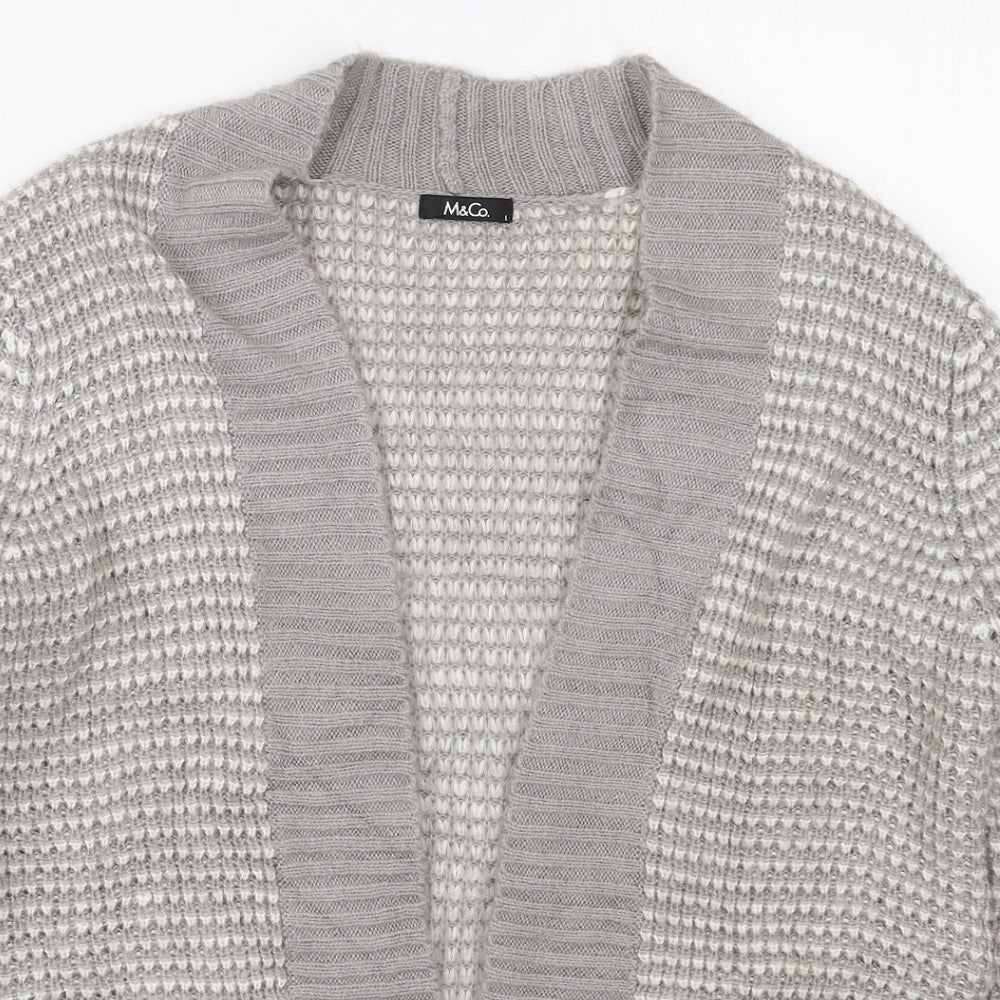 M&Co Womens Grey V-Neck  Acrylic Cardigan Jumper Size L