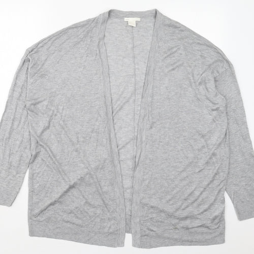 H&M Womens Grey V-Neck  Acrylic Cardigan Jumper Size L