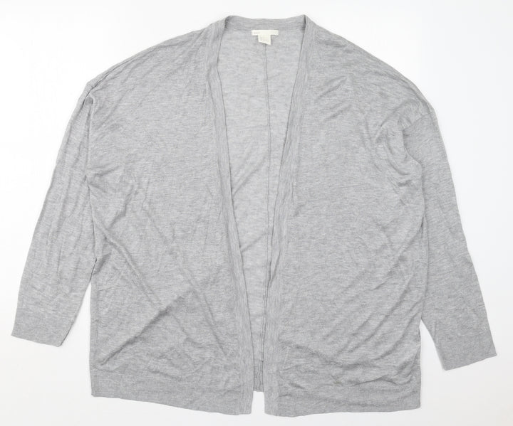 H&M Womens Grey V-Neck  Acrylic Cardigan Jumper Size L