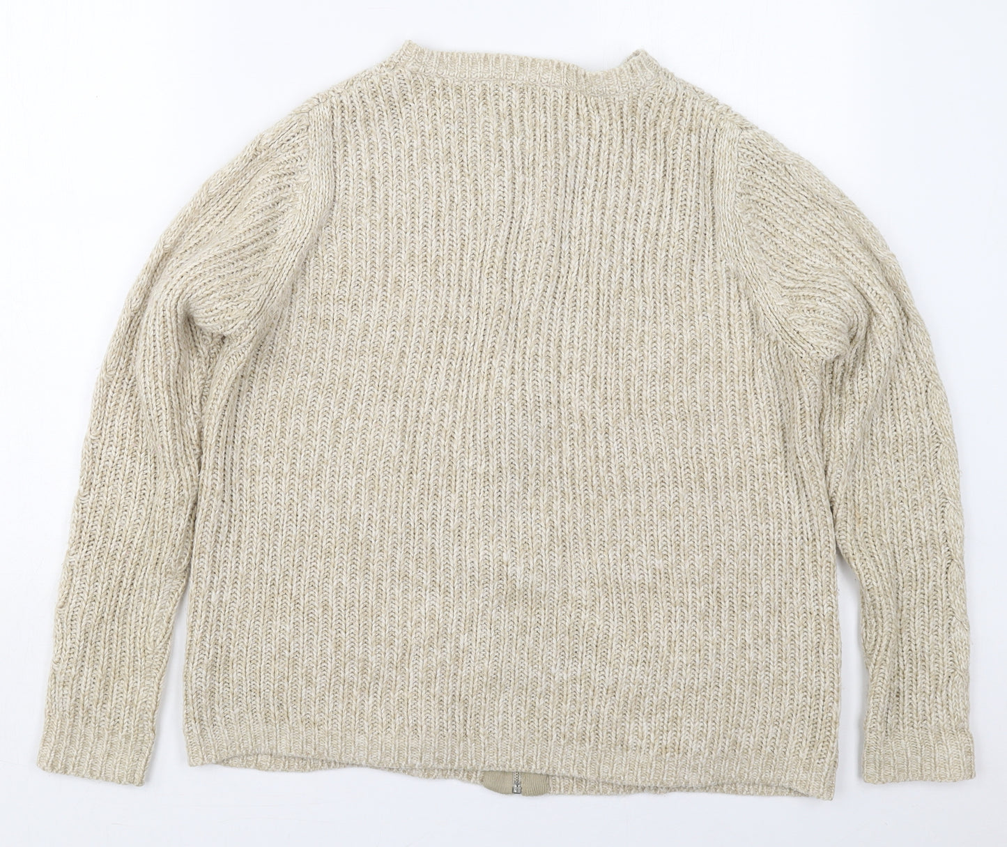 Debenhams Womens Beige Crew Neck  Acrylic Full Zip Jumper Size 16