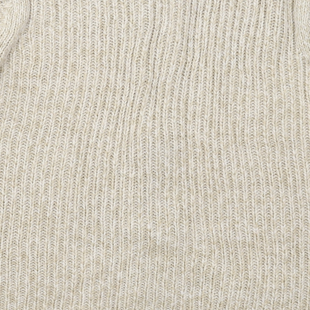 Debenhams Womens Beige Crew Neck  Acrylic Full Zip Jumper Size 16