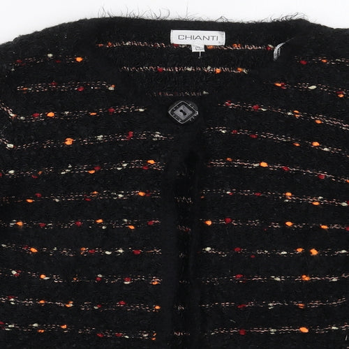 Chianti Womens Black Round Neck Striped Polyester Cape Jumper Size S