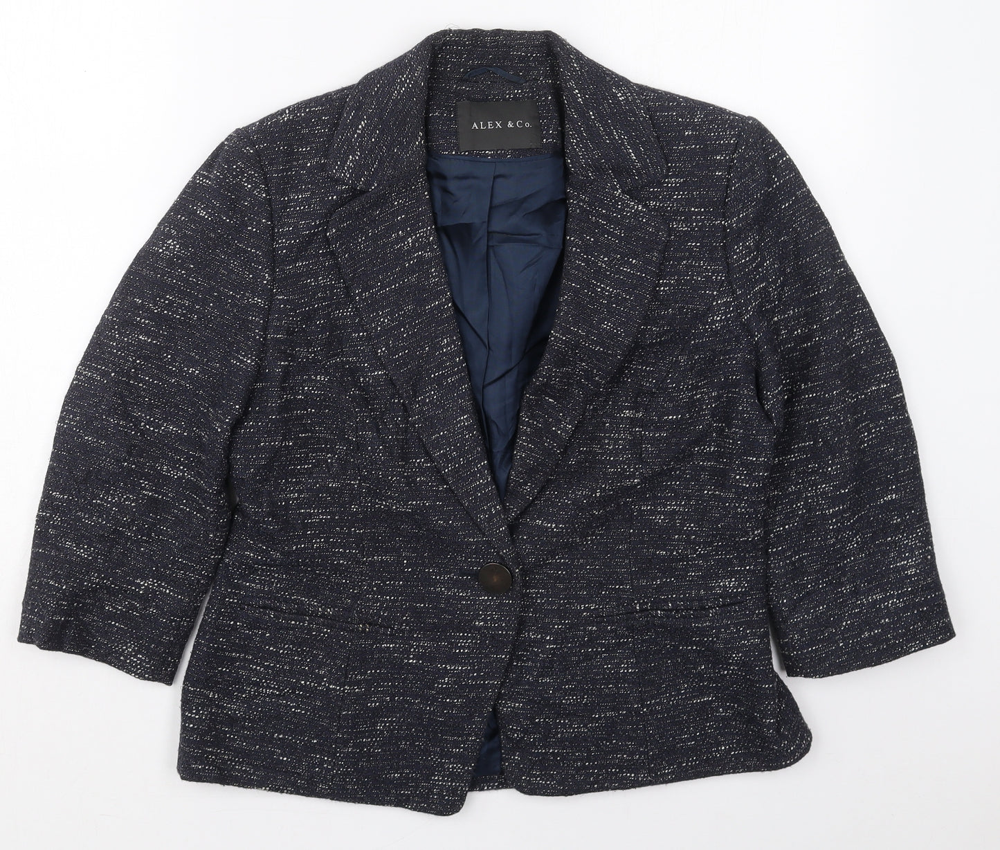 Alex & Co Womens Blue  Cotton Jacket Blazer Size 12