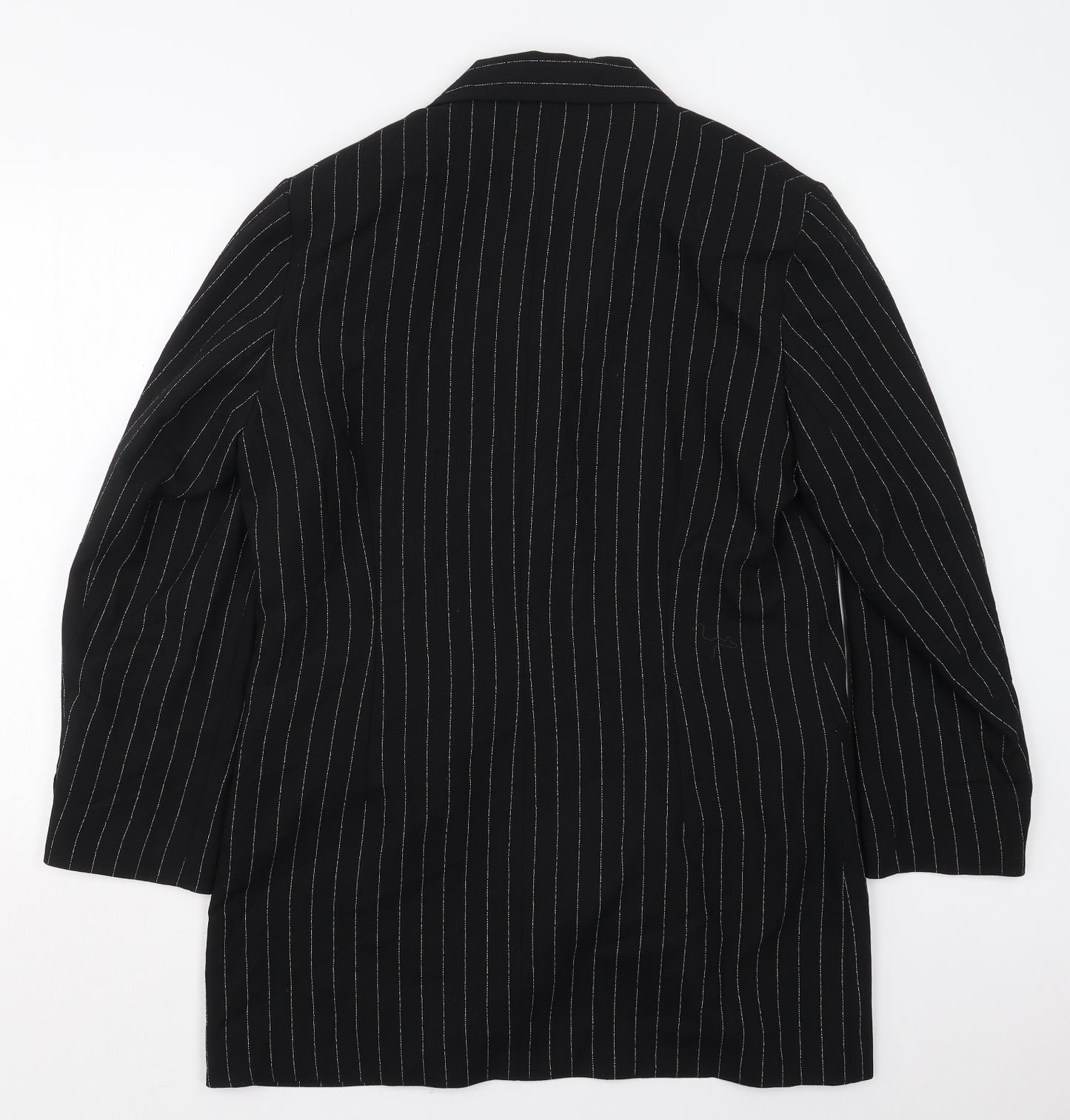 ELVI Womens Black Striped Polyester Jacket Suit Jacket Size 14