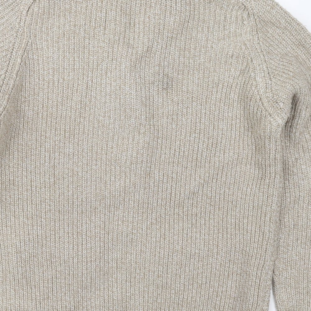 TU Mens Beige Collared  Acrylic Cardigan Jumper Size M