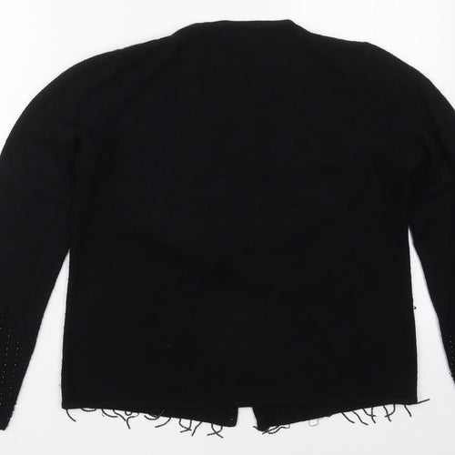 OPUS Womens Black Round Neck  Acrylic Cardigan Jumper Size M