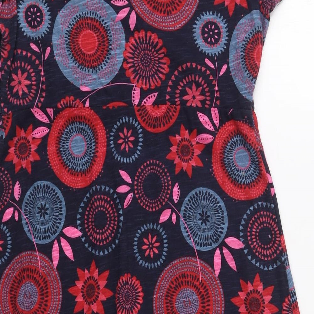 Debenhams Womens Blue Geometric Cotton A-Line  Size 12  Round Neck Pullover