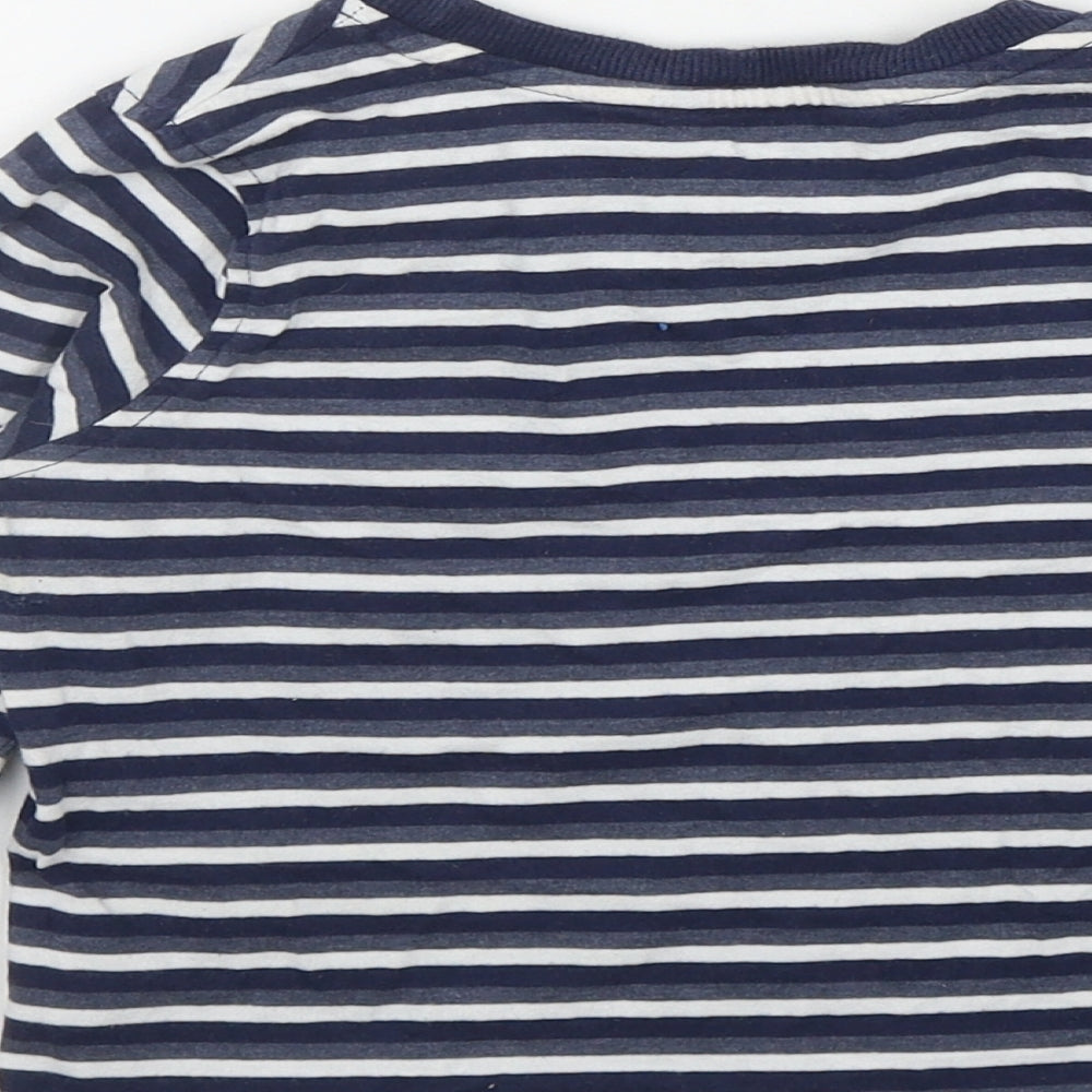 George Boys Blue Striped Cotton Basic T-Shirt Size 2-3 Years Round Neck Pullover