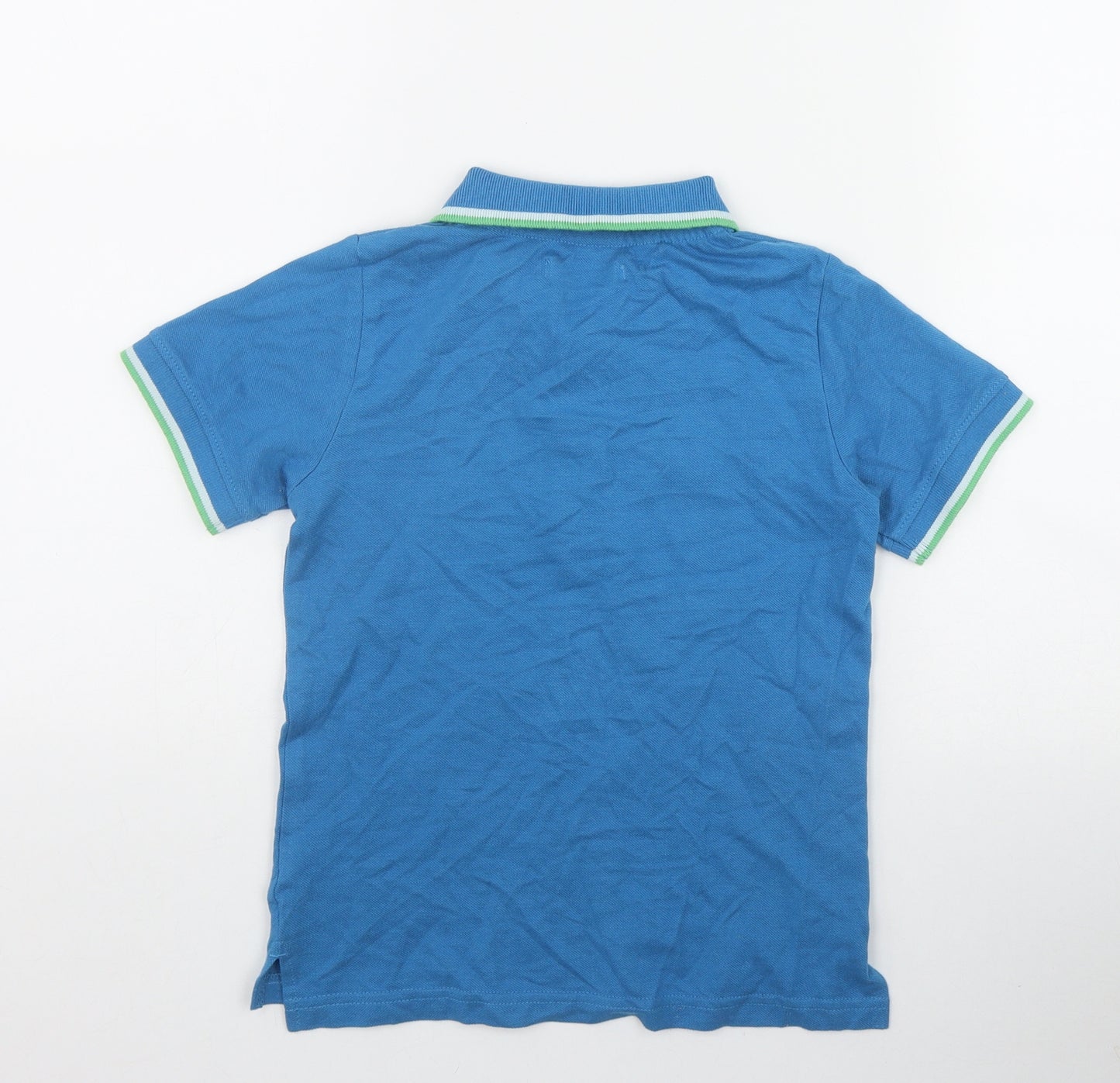Leigh Tucker Boys Blue  Cotton Basic Polo Size 7-8 Years Collared Pullover