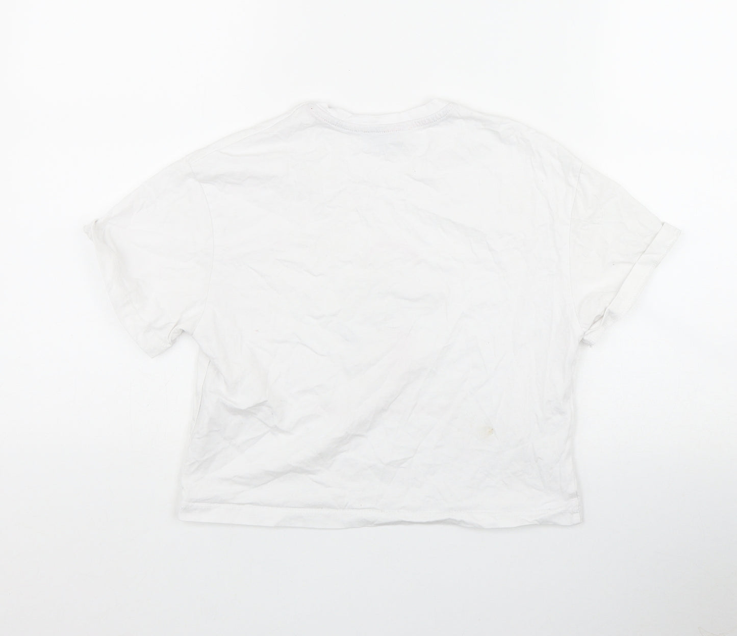 New Look Girls White  Cotton Basic T-Shirt Size XS Round Neck Pullover - 'Up to snow good'