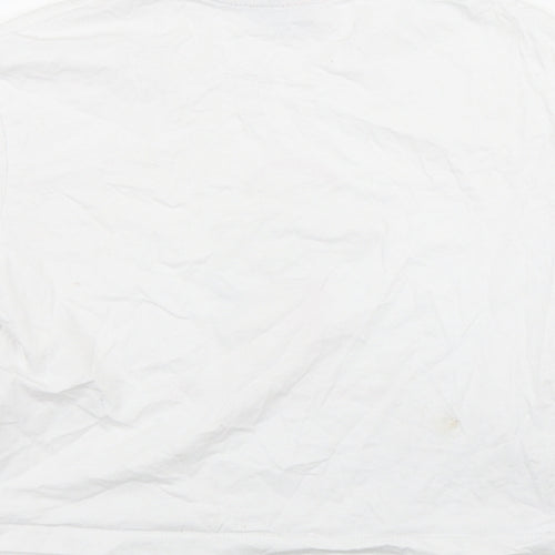 New Look Girls White  Cotton Basic T-Shirt Size XS Round Neck Pullover - 'Up to snow good'