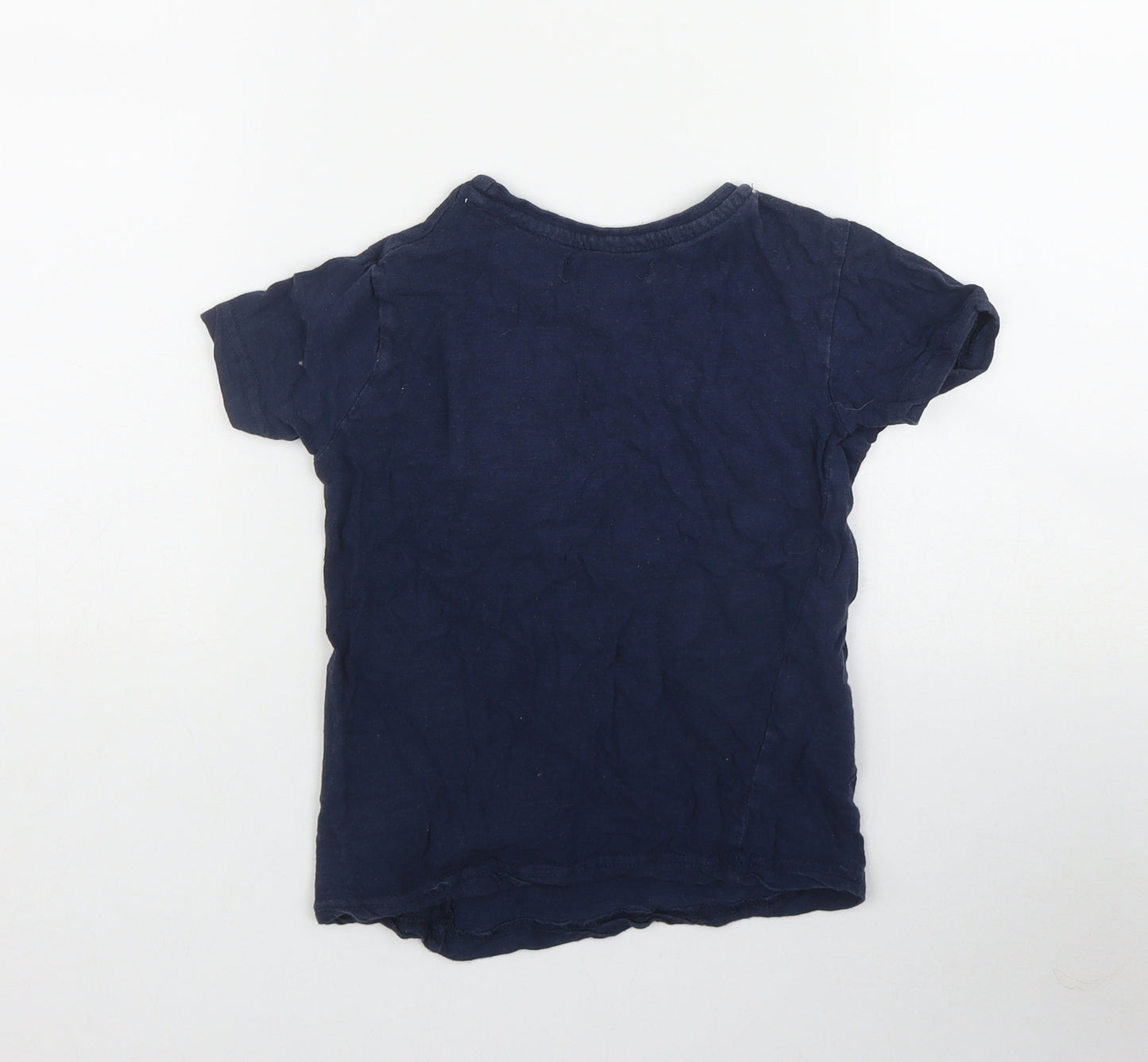 Minoti Boys Blue Striped Cotton Basic T-Shirt Size 6-7 Years Round Neck Pullover