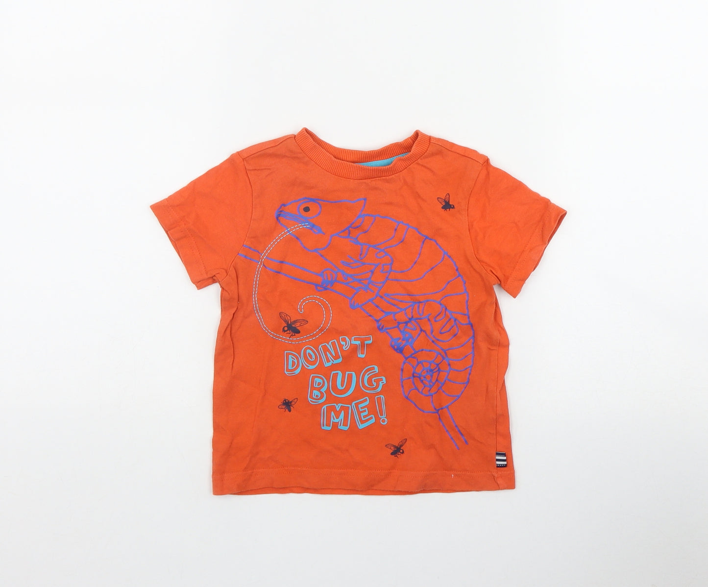 F&F Boys Orange  Cotton Basic T-Shirt Size 18-24 Months Round Neck Pullover - Chameleon