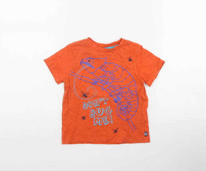 F&F Boys Orange  Cotton Basic T-Shirt Size 18-24 Months Round Neck Pullover - Chameleon