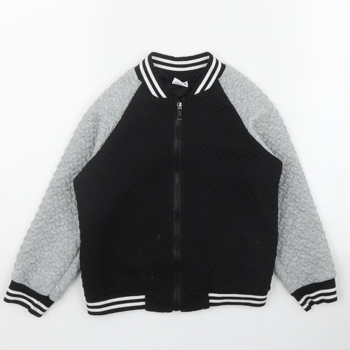 Pat Pat Boys Black  Polyester Full Zip Sweatshirt Size 5-6 Years  Zip