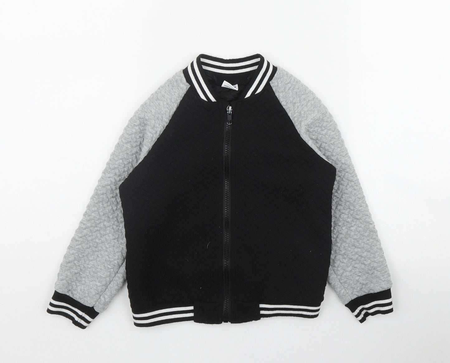 Pat Pat Boys Black  Polyester Full Zip Sweatshirt Size 5-6 Years  Zip