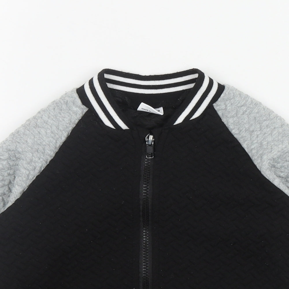 Pat Pat Boys Black  Polyester Full Zip Sweatshirt Size 5-6 Years  Zip