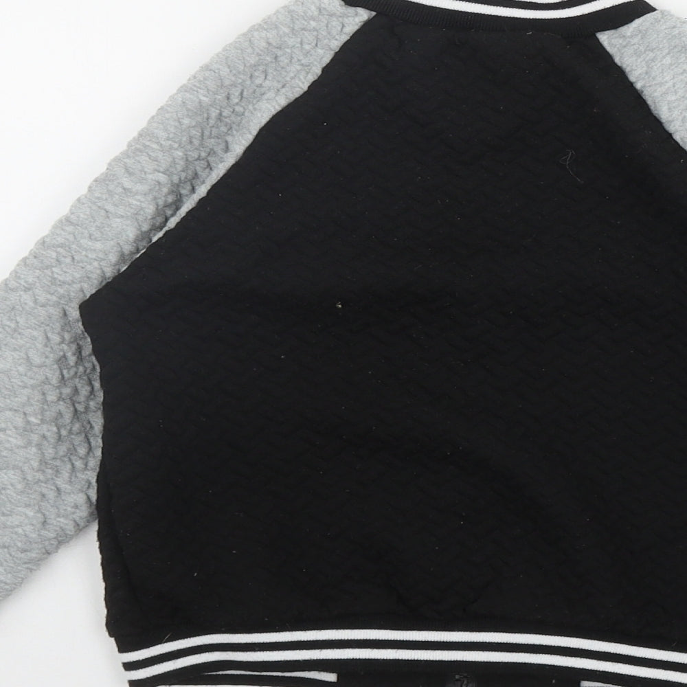 Pat Pat Boys Black  Polyester Full Zip Sweatshirt Size 5-6 Years  Zip