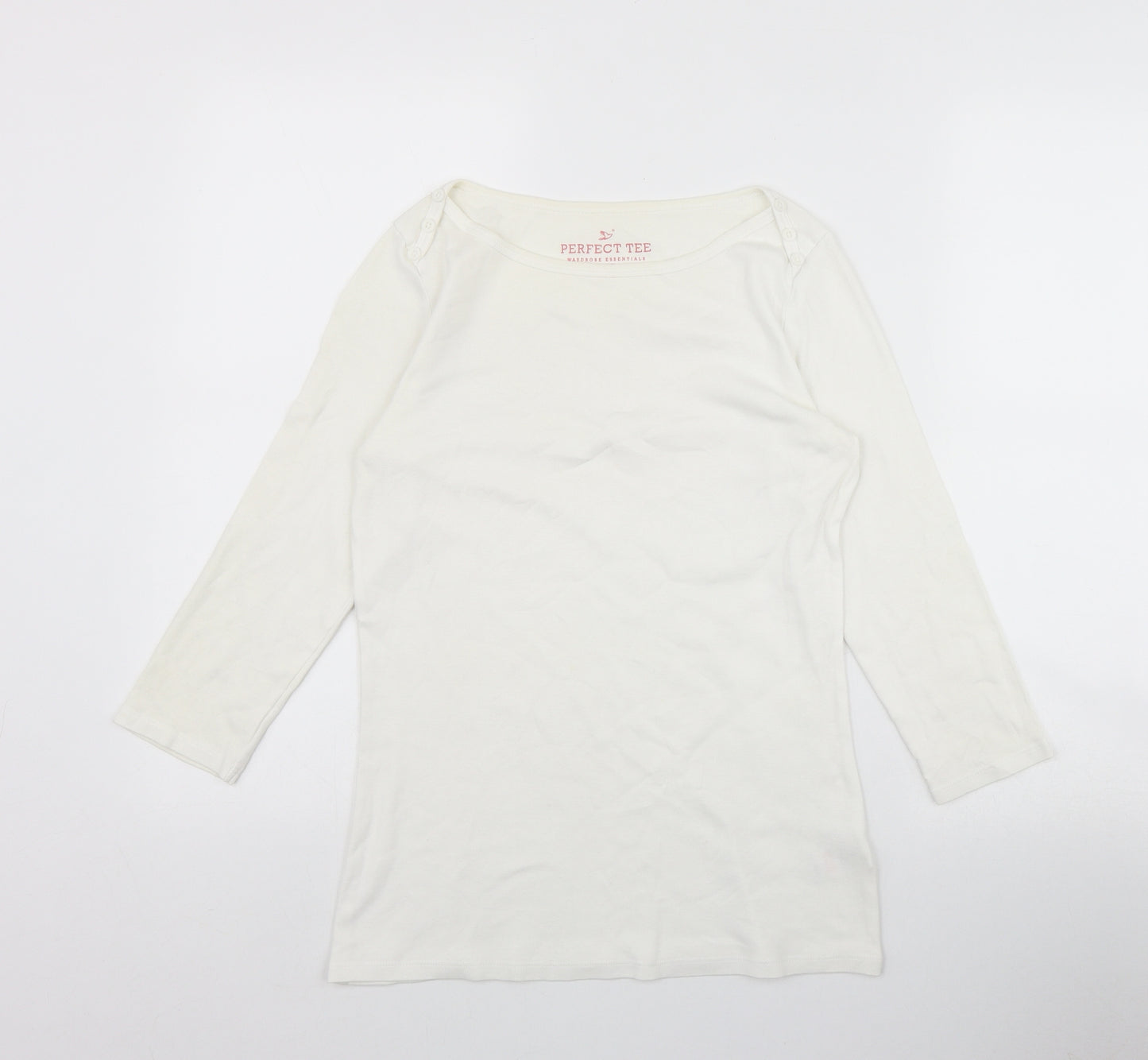 F&F Womens White  Cotton Basic T-Shirt Size 12 Round Neck