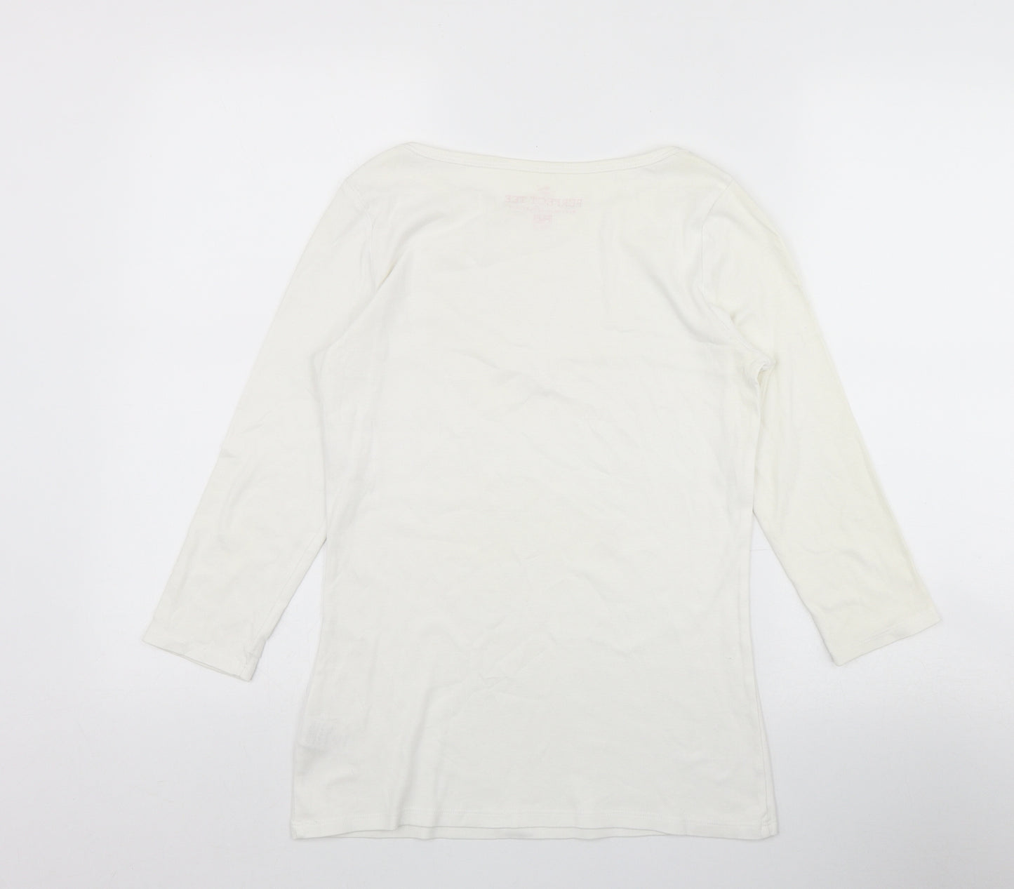 F&F Womens White  Cotton Basic T-Shirt Size 12 Round Neck