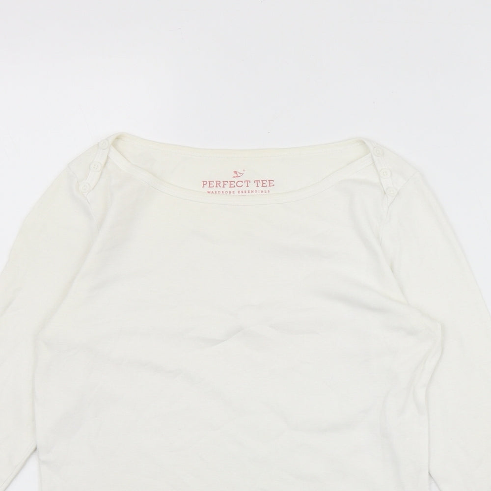 F&F Womens White  Cotton Basic T-Shirt Size 12 Round Neck