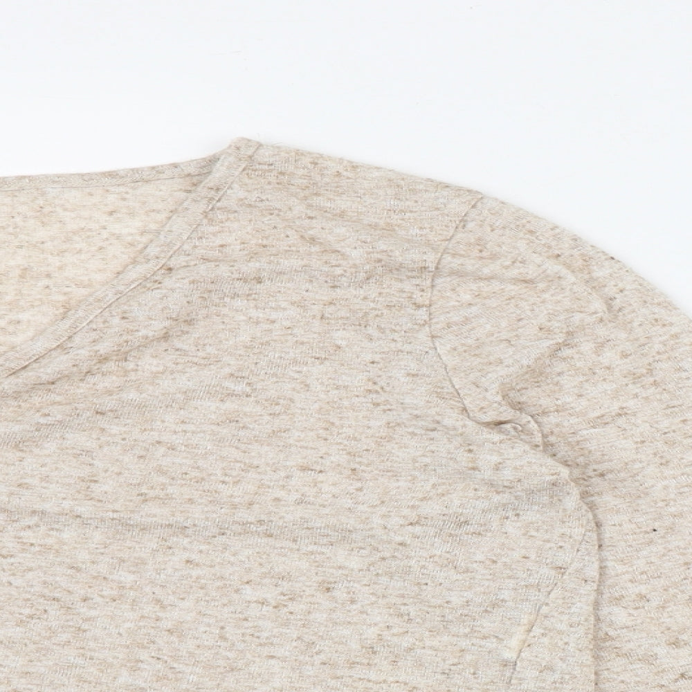 SheIn Womens Beige Round Neck  Linen Cardigan Jumper Size 3XL   - Cardigan Top Set