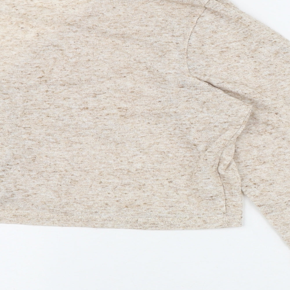 SheIn Womens Beige Round Neck  Linen Cardigan Jumper Size 3XL   - Cardigan Top Set