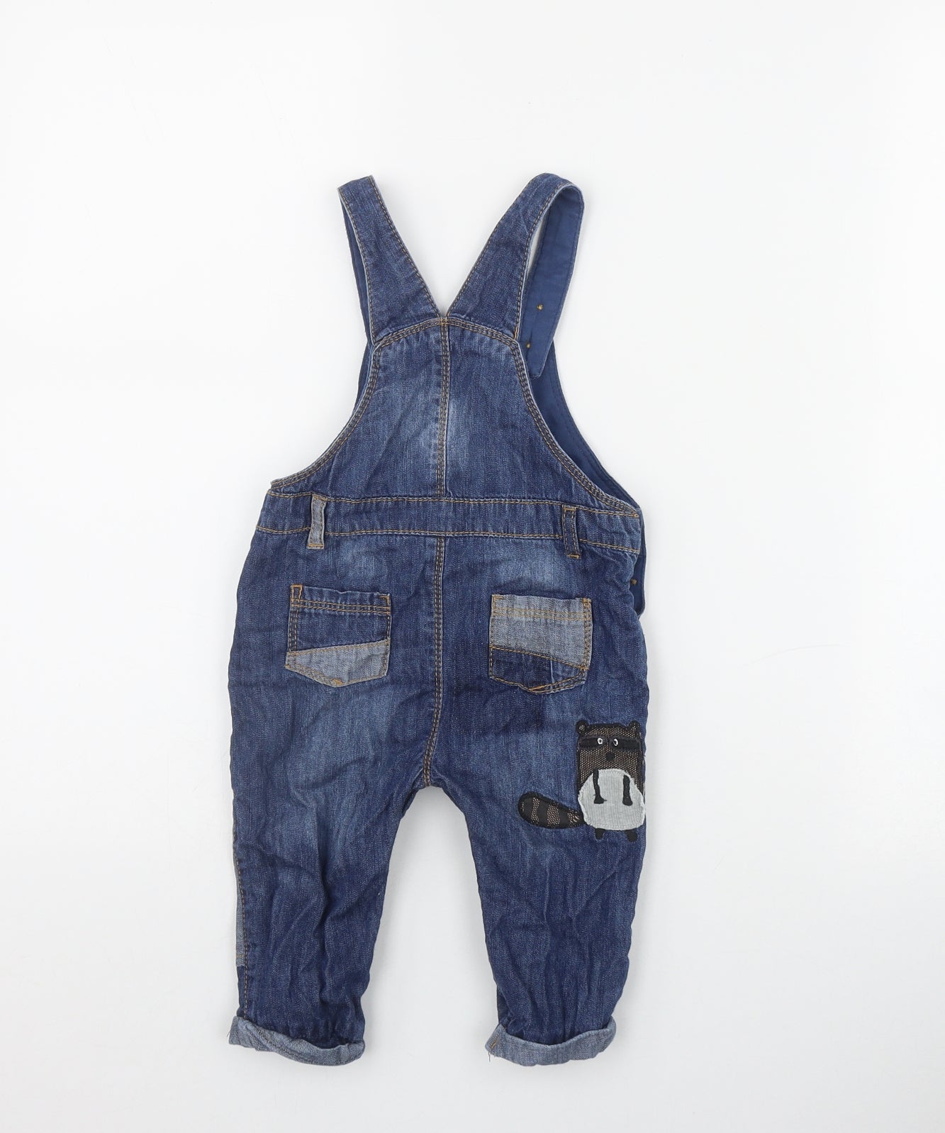 NEXT Boys Blue  Cotton Dungaree One-Piece Size 6-9 Months  Button