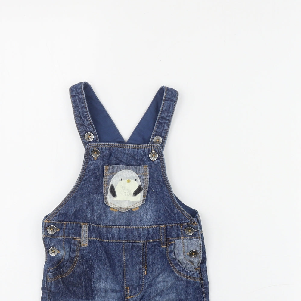 NEXT Boys Blue  Cotton Dungaree One-Piece Size 6-9 Months  Button