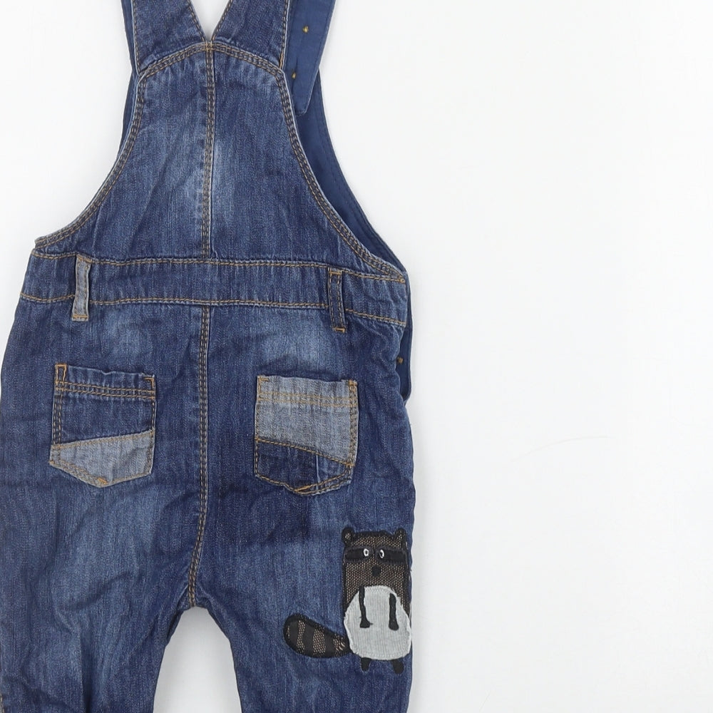 NEXT Boys Blue  Cotton Dungaree One-Piece Size 6-9 Months  Button