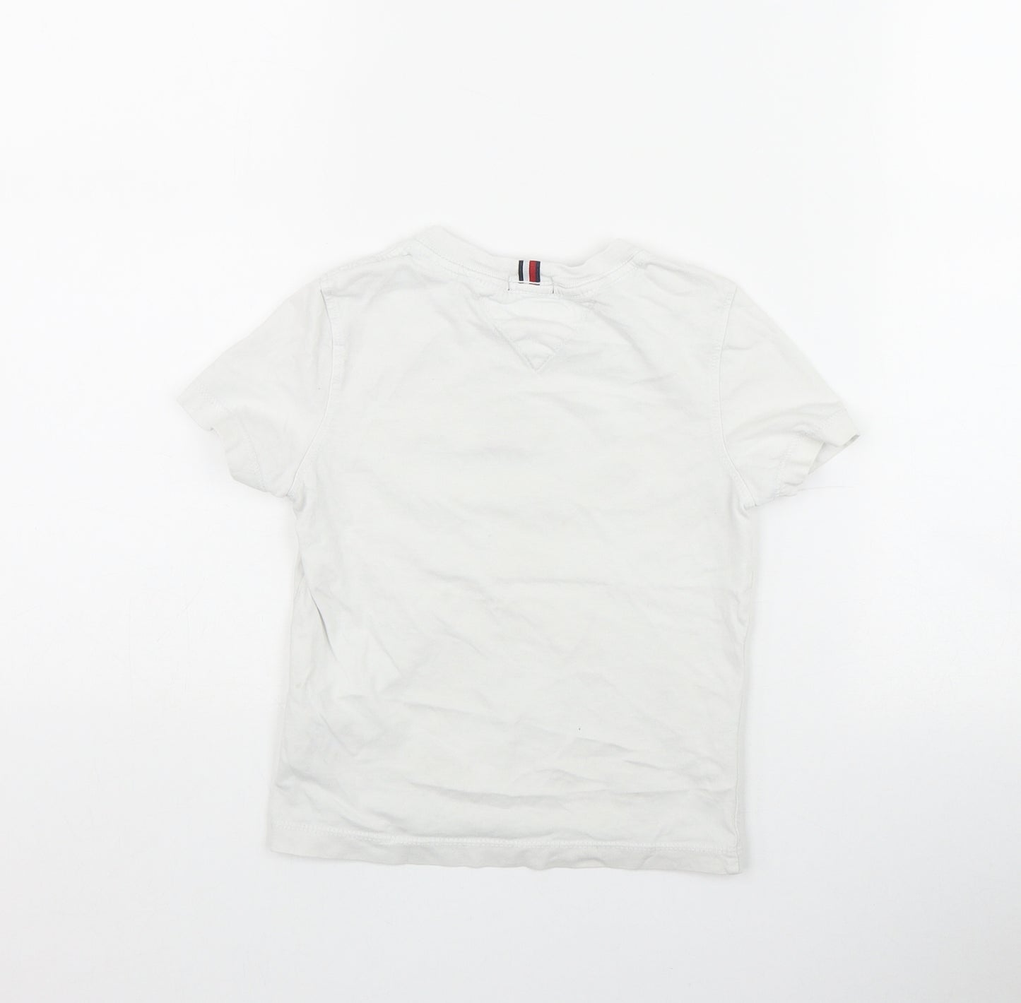 Tommy Hilfiger Boys White  Cotton Basic T-Shirt Size 4 Years Round Neck Pullover